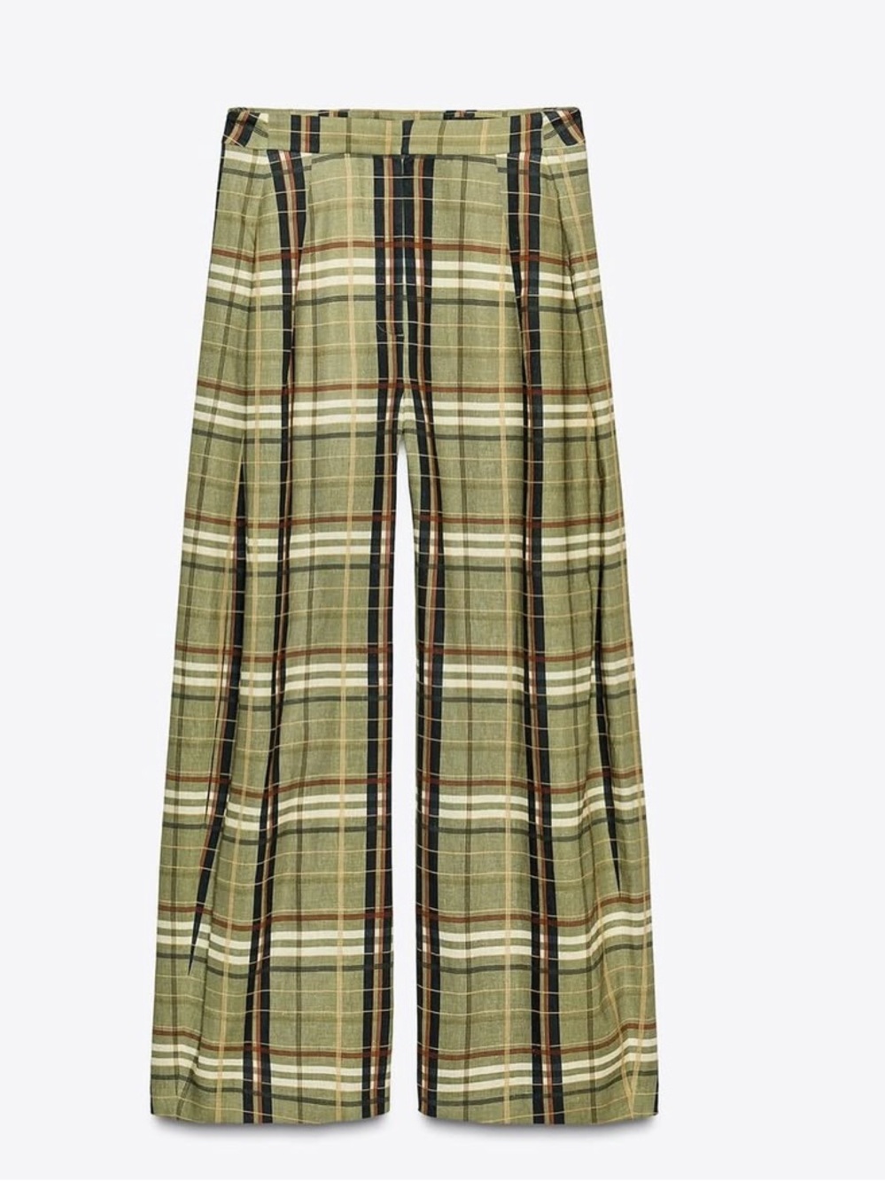 Zara NWT ZW Collection linen blend checkered plaid pants 8371/029 - Picture 10 of 12